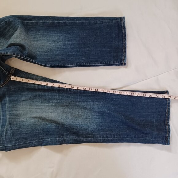 Lucky Brand Cropped Jeans Easy Rider Cop Midrise Dark Wash Stretch Size 30 - Picture 13 of 14